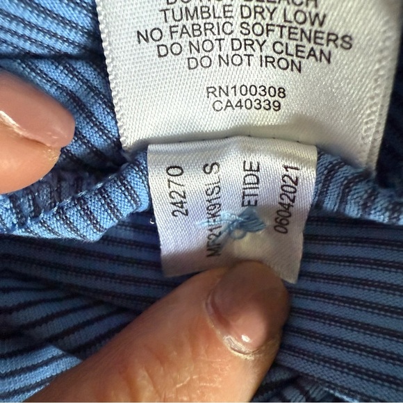 Peter Millar | Navy & Blue Striped Long Sleeve Polo Shirt | Sz L - Picture 8 of 8